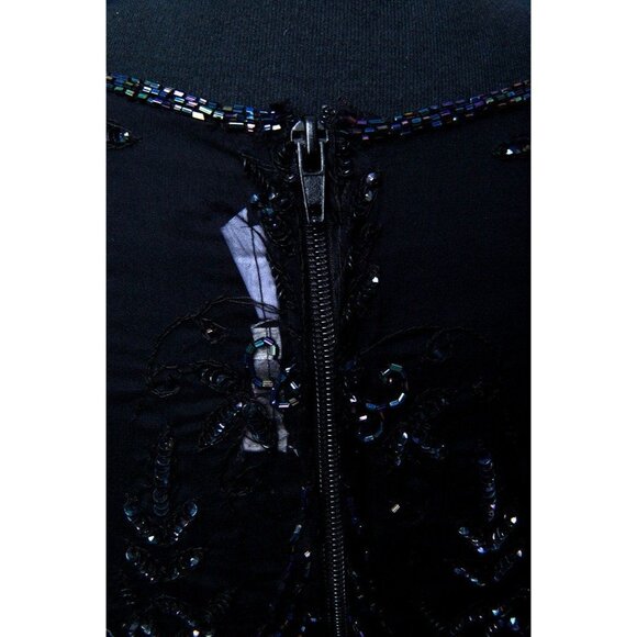 Vtg Women's Fully Hand Beaded Blouse Black Purple Essence Beads With Black Chemi - Picture 3 of 10